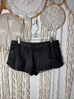 Burning Torch Black Lamb Leather Shorty Shorts Size M